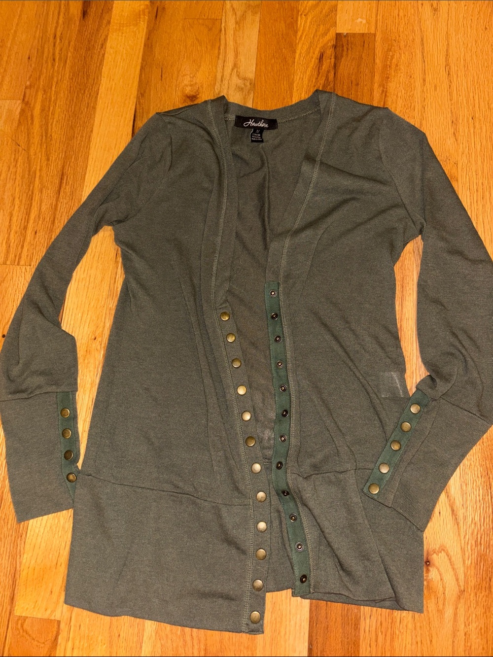 Light weight Olive Green Snap-Front Cardigan
